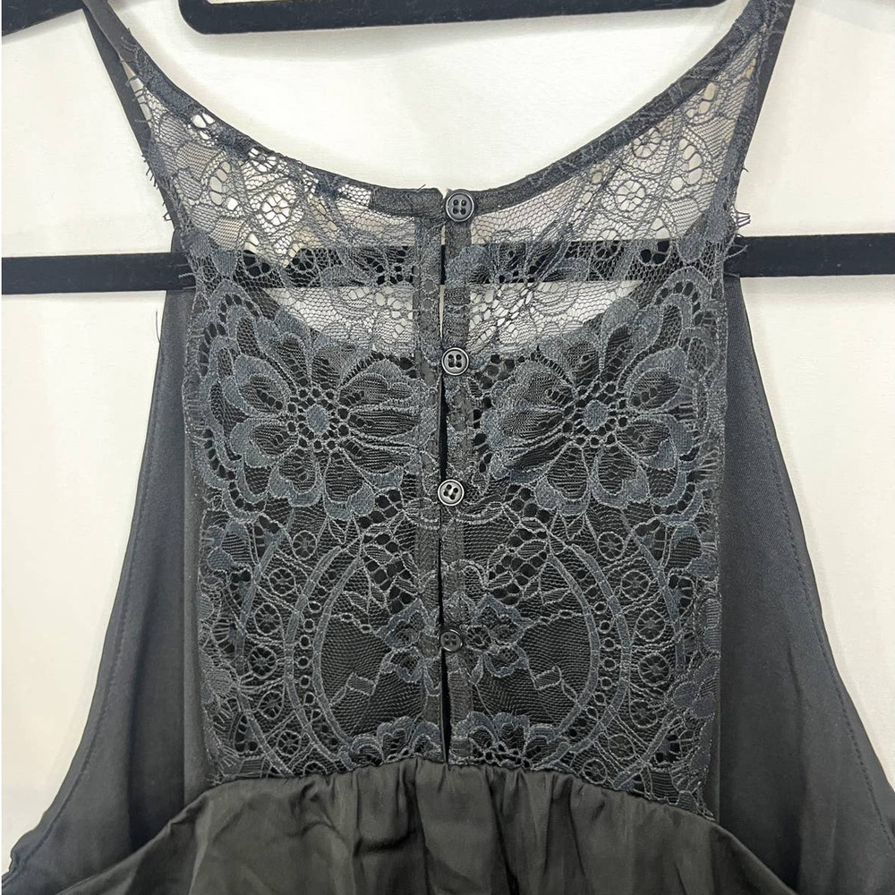 H&M Black Sleeveless Dress with Lace Buttoned Back and Elastic Waist, Size 12 - Picture 3 of 6